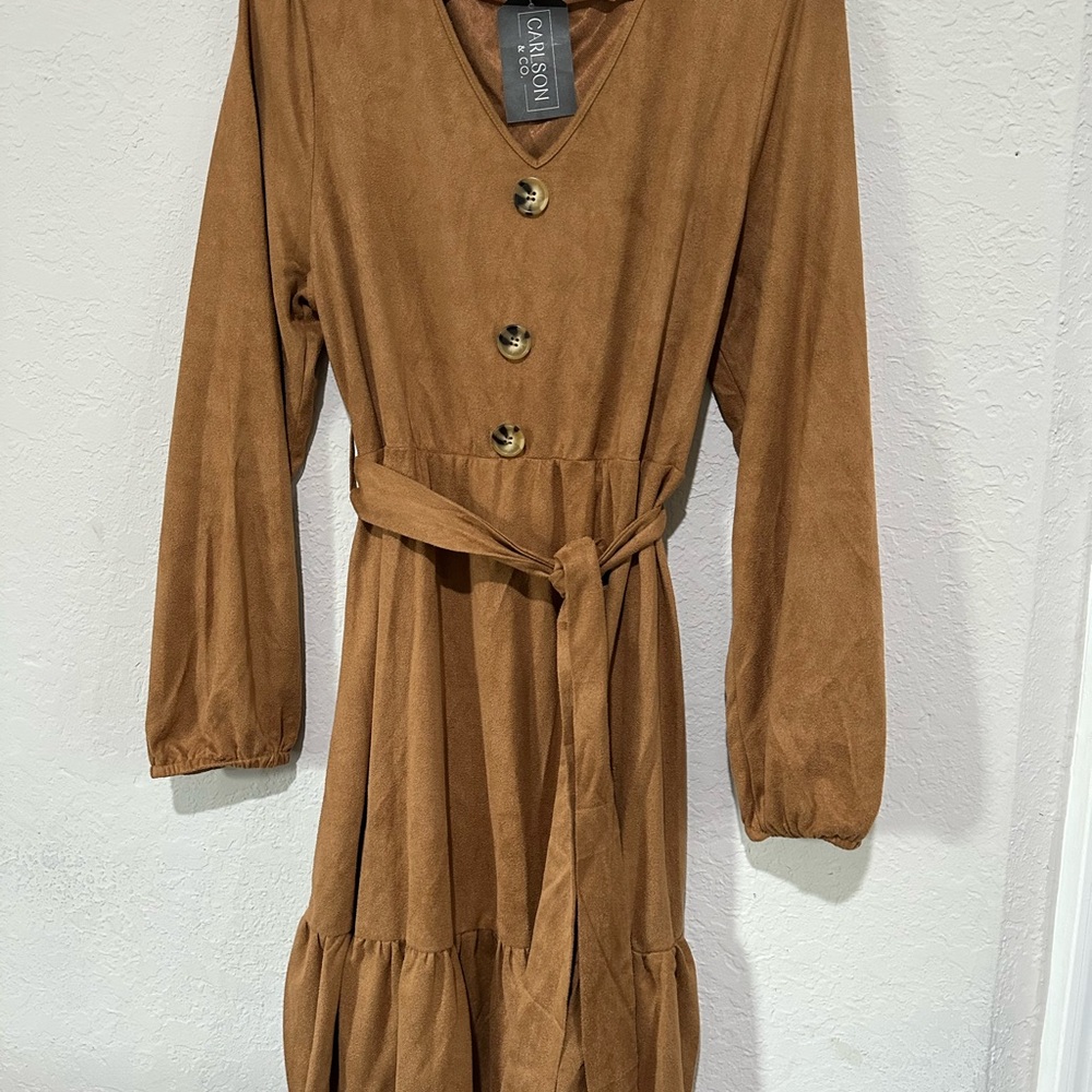 Carlson&Co Brown Button-Down Dress with Belt
